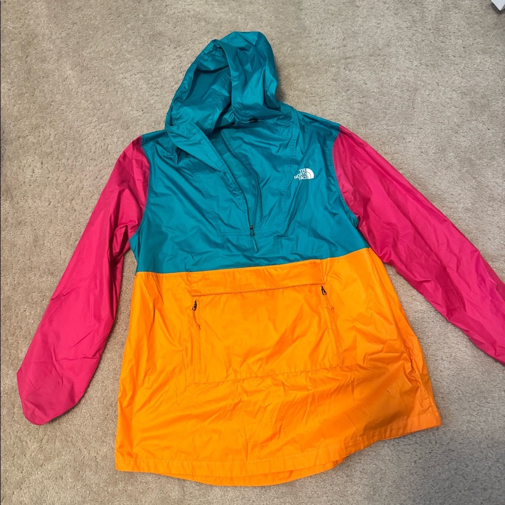 The North Face Fanorak Anorak Flame Orange Pink Windfall Windbreaker Jacket - Picture 4 of 5